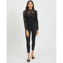 Top col haut manches longues noir