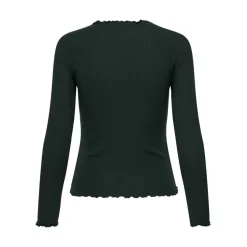 Top col haut manches longues vert canard Clara