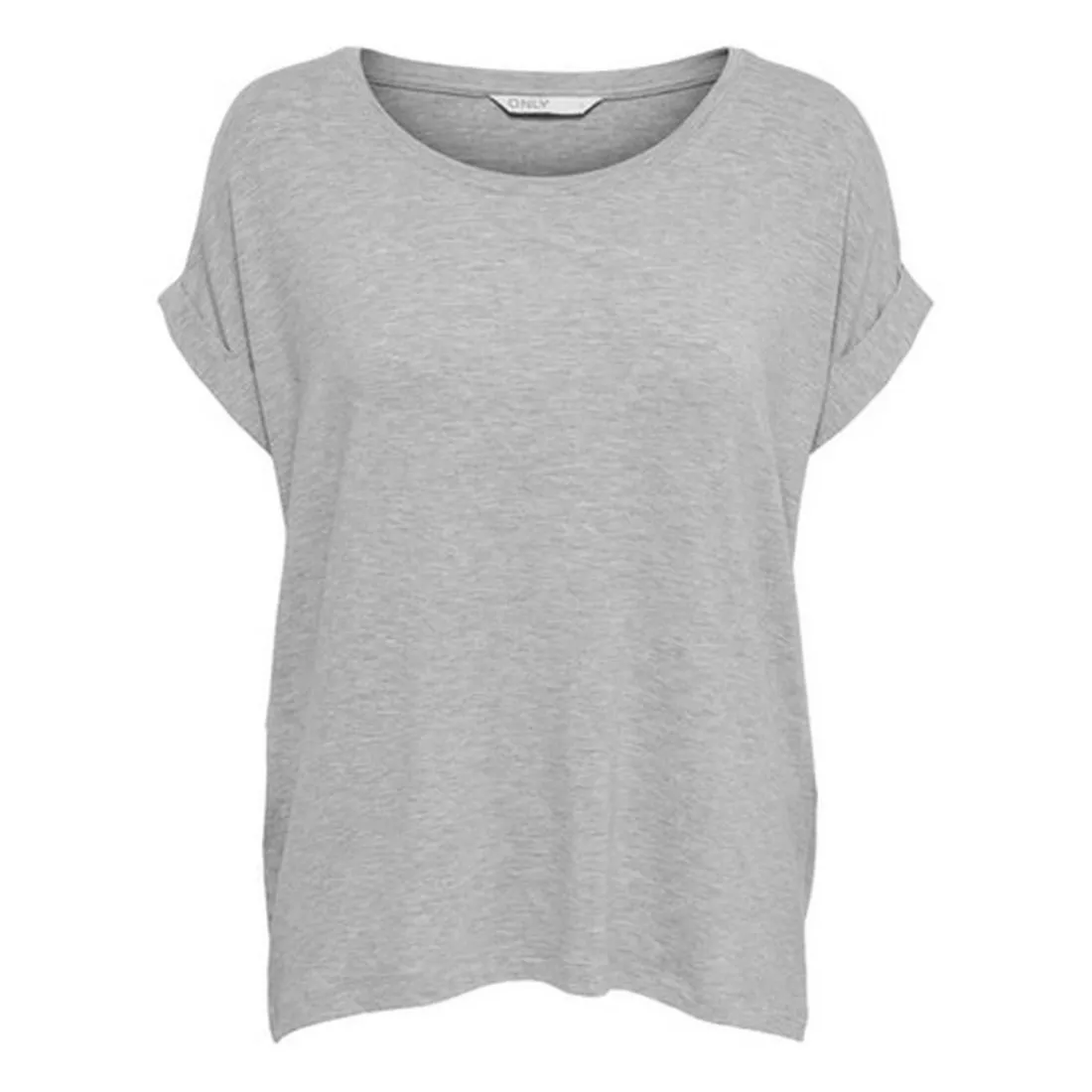 Top Col rond Manches courtes Poignets repliés gris en viscose