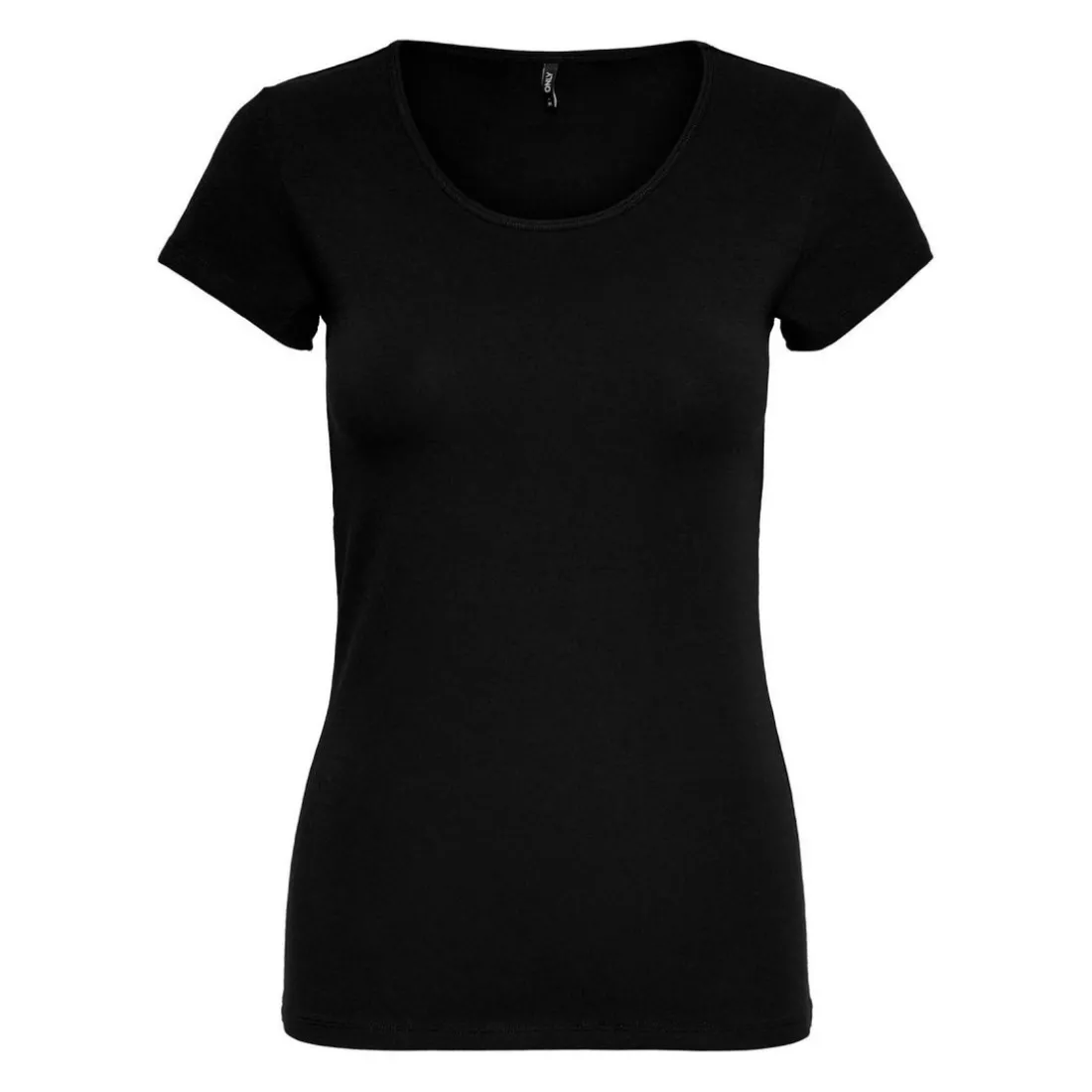 Top Col rond Manches courtes noir en coton