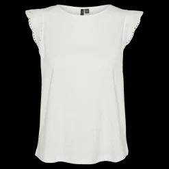 Top col rond manches courtes blanc en coton bio Lily