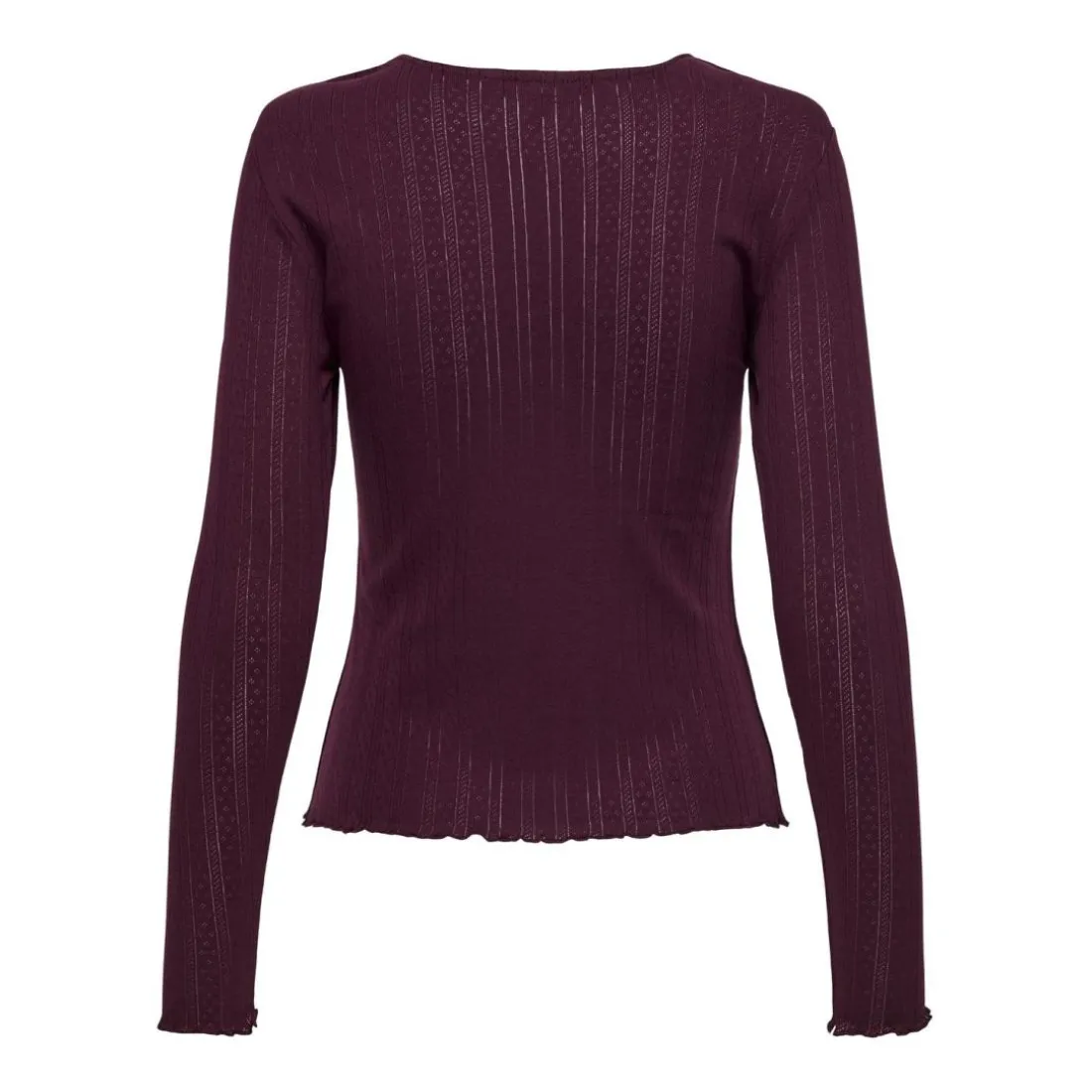 Top col rond manches longues violet foncé en coton Elsie