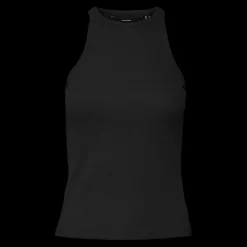 Top col rond sans manches noir en coton bio Tia