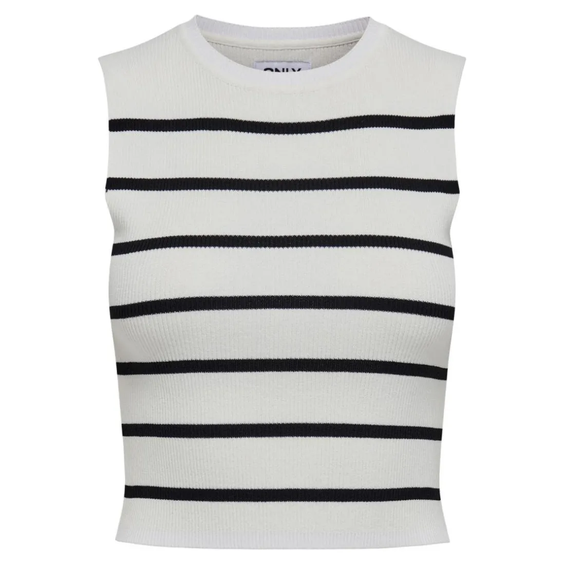 Top col rond sans manches blanc en viscose Maëlys