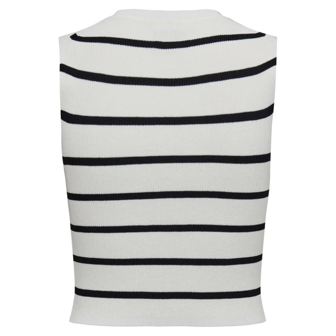 Top col rond sans manches blanc en viscose Maëlys