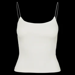 Top court col rond sans manches blanc en coton Ida