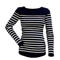 Top de grossesse marinière manches longues bleu Cache Coeur Lingerie en coton bio