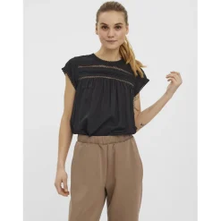 Top fermeture par bouton col carré sans manches noir en viscose Iris
