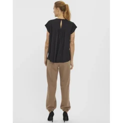 Top fermeture par bouton col carré sans manches noir en viscose Iris