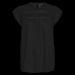 Top fermeture par bouton col carré sans manches noir en viscose Iris