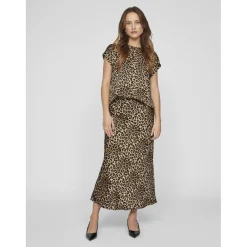 Top manches courtes en satin Viellette marron Nola