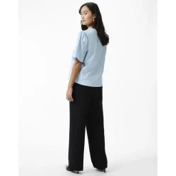 Top manches courtes Turquoise en coton