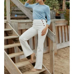 Top MARJO - Ciel/Ecru en coton