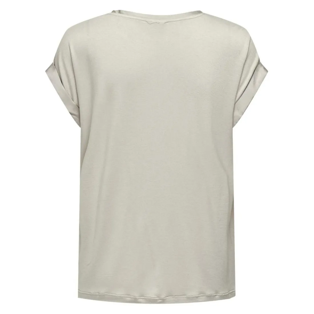 Top poignets repliés col rond manches courtes gris clair Xia