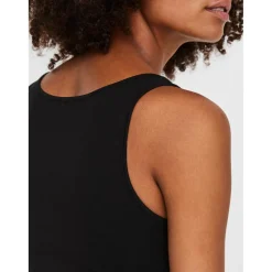 Top Regular Fit Col en U Sans manches Extra long noir