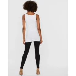 Top Regular Fit Col en U Sans manches Extra long blanc
