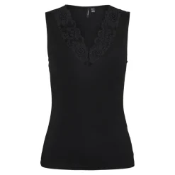 Top Regular Fit Col en V Sans manches noir Hattie