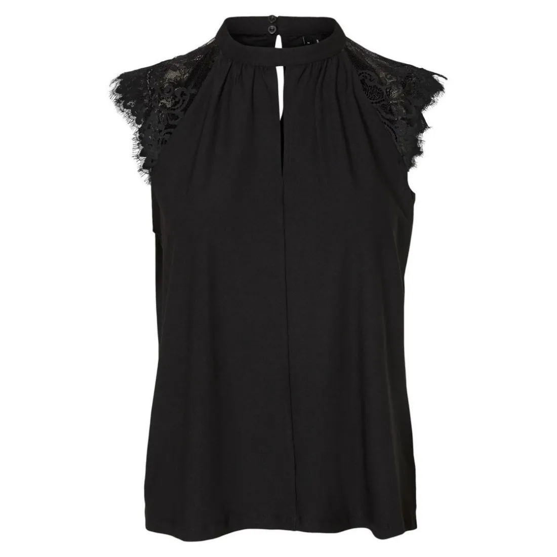 Top Regular Fit Col haut Sans manches Longueur regular noir