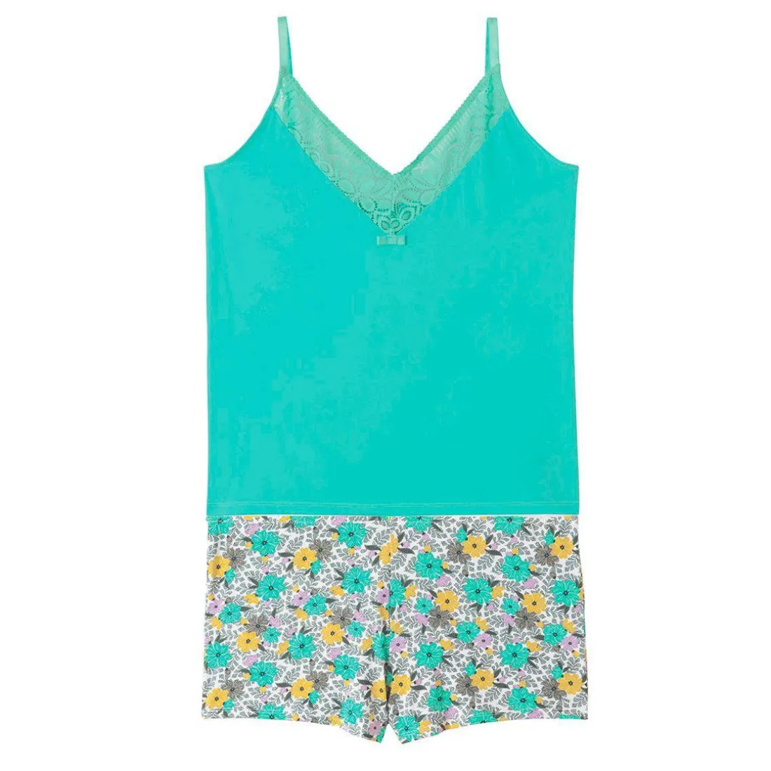 Top short turquoise Roulotte bleu