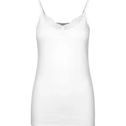 Top Slim Fit Débardeur Sans manches Longueur regular blanc en coton