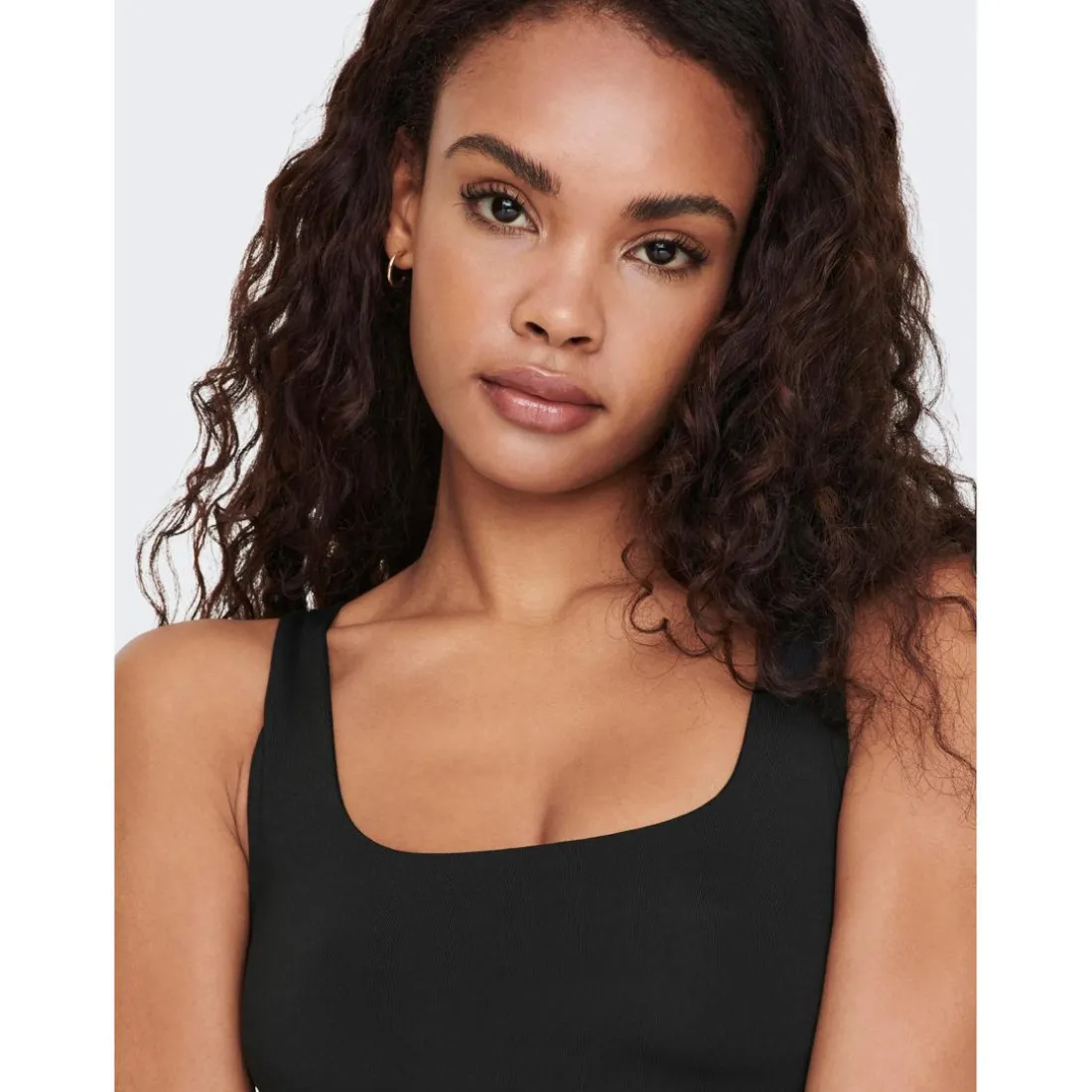 Tops Col en U Sans manches noir