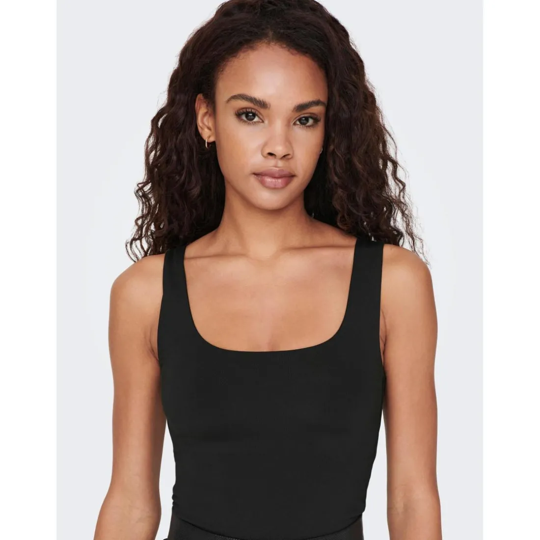 Tops Col en U Sans manches noir