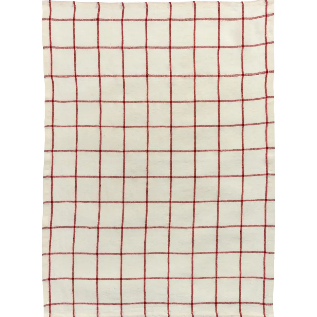 Torchon Carreaux Karma Ecru/Rouge 55 x 75