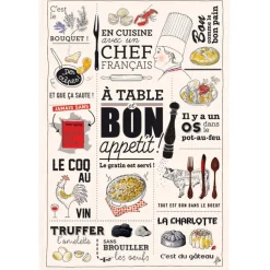 Torchon Cuisine Française Ecru 48 X 72