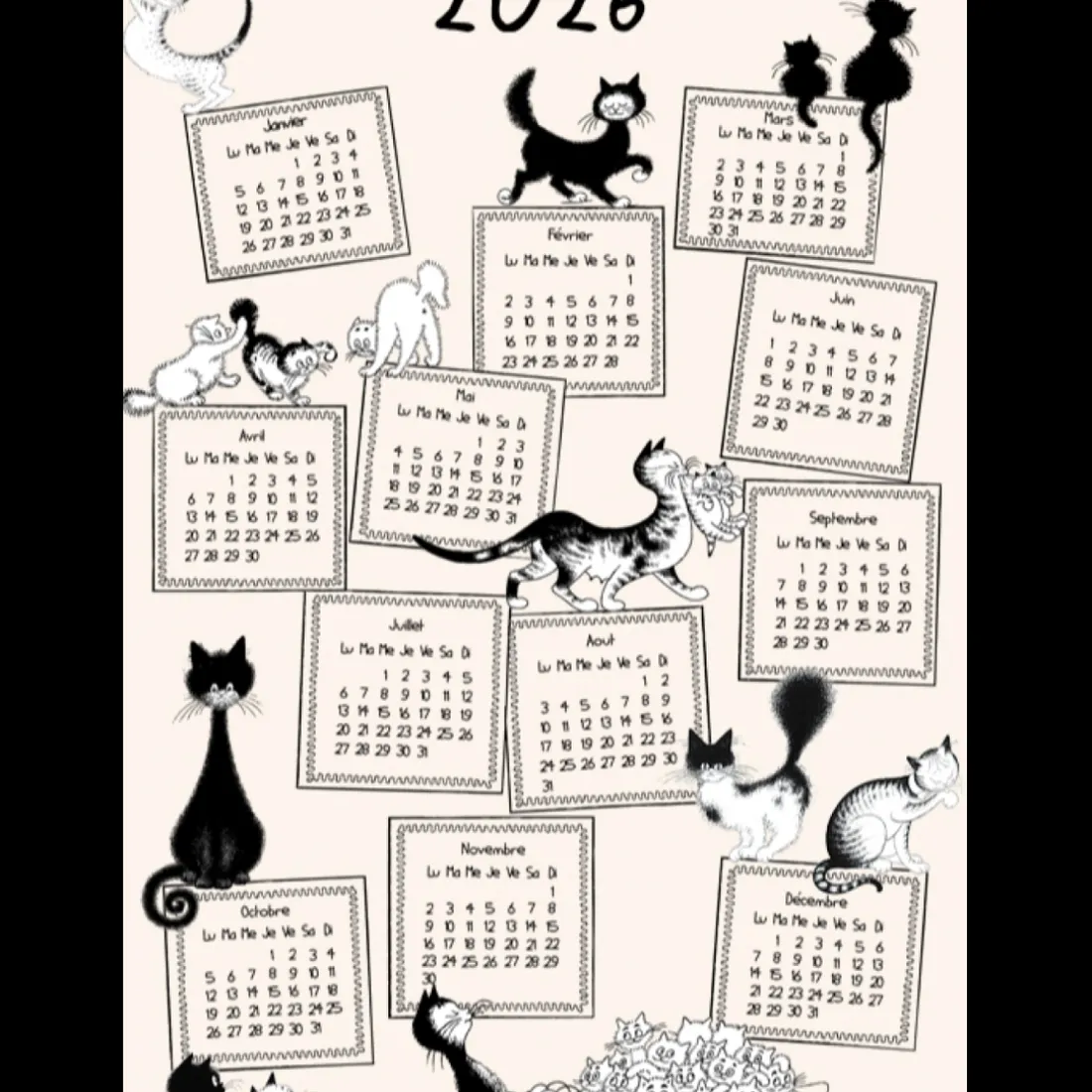 Torchon DUBOUT Calendrier 2026 Ecru 48 x 72