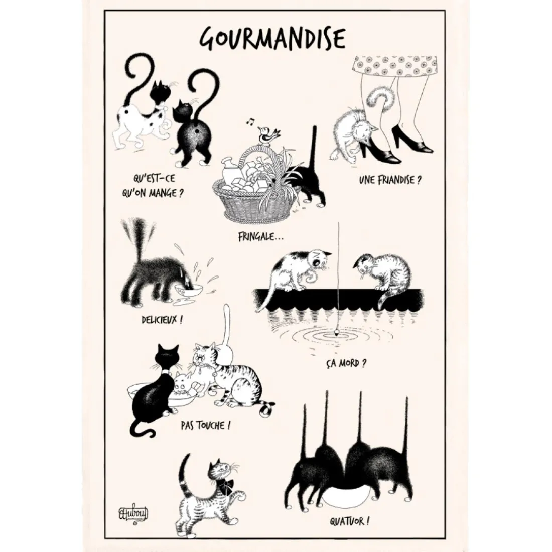 Torchon Dubout La gourmandise Ecru 48 x 72