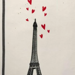 Torchon EIFFEL COEURS Ecru 70 x 50