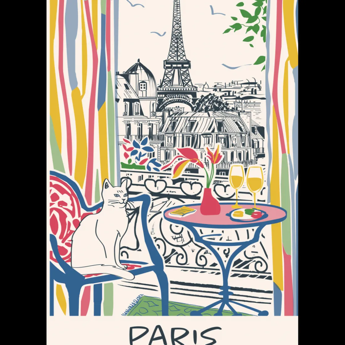 Torchon Fenêtre sur Paris Ecru 48 x 72