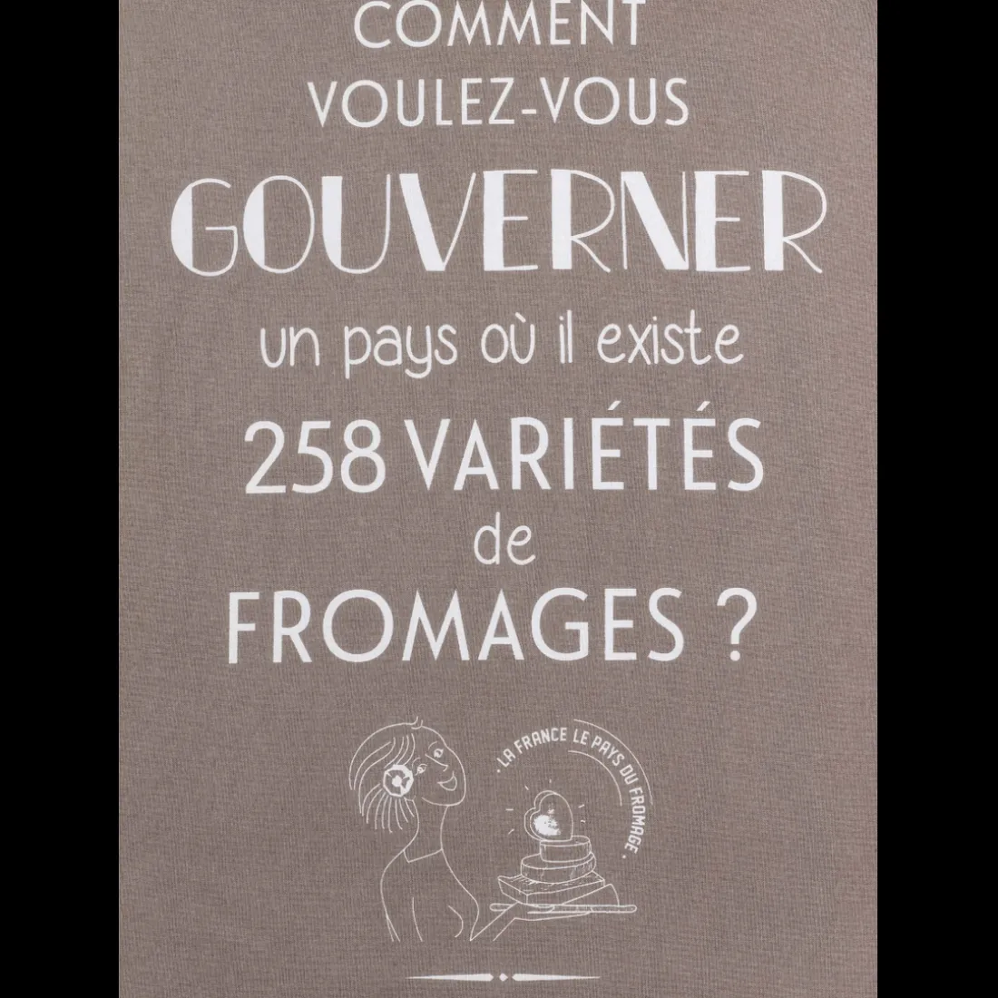 Torchon Gouverner et fromages Gris 50 x 70