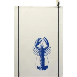 Torchon HOMARD bleu Mécano Ecru 70 x 50