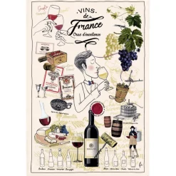 Torchon Imprimé Crus d'excellence Ecru 48 x 72