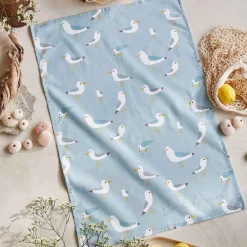 Torchon imprimé en coton LES MOUETTES-Bleu
