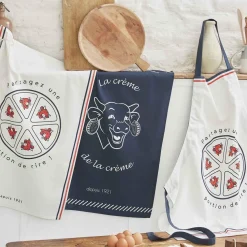 Torchon imprimé en coton La Vache qui rit-Beige