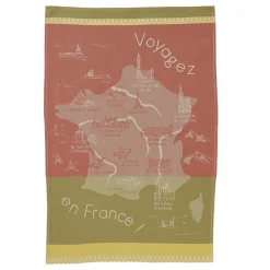 Torchon imprimé en jacquard de coton LES MONUMENTS-Marron
