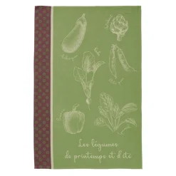 Torchon imprimé en jacquard de coton POTAGER D'ÉTÉ-Vert