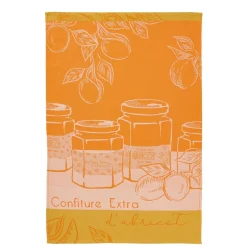 Torchon imprimé en jacquard de coton ABRICOTS DU VERGER-Orange