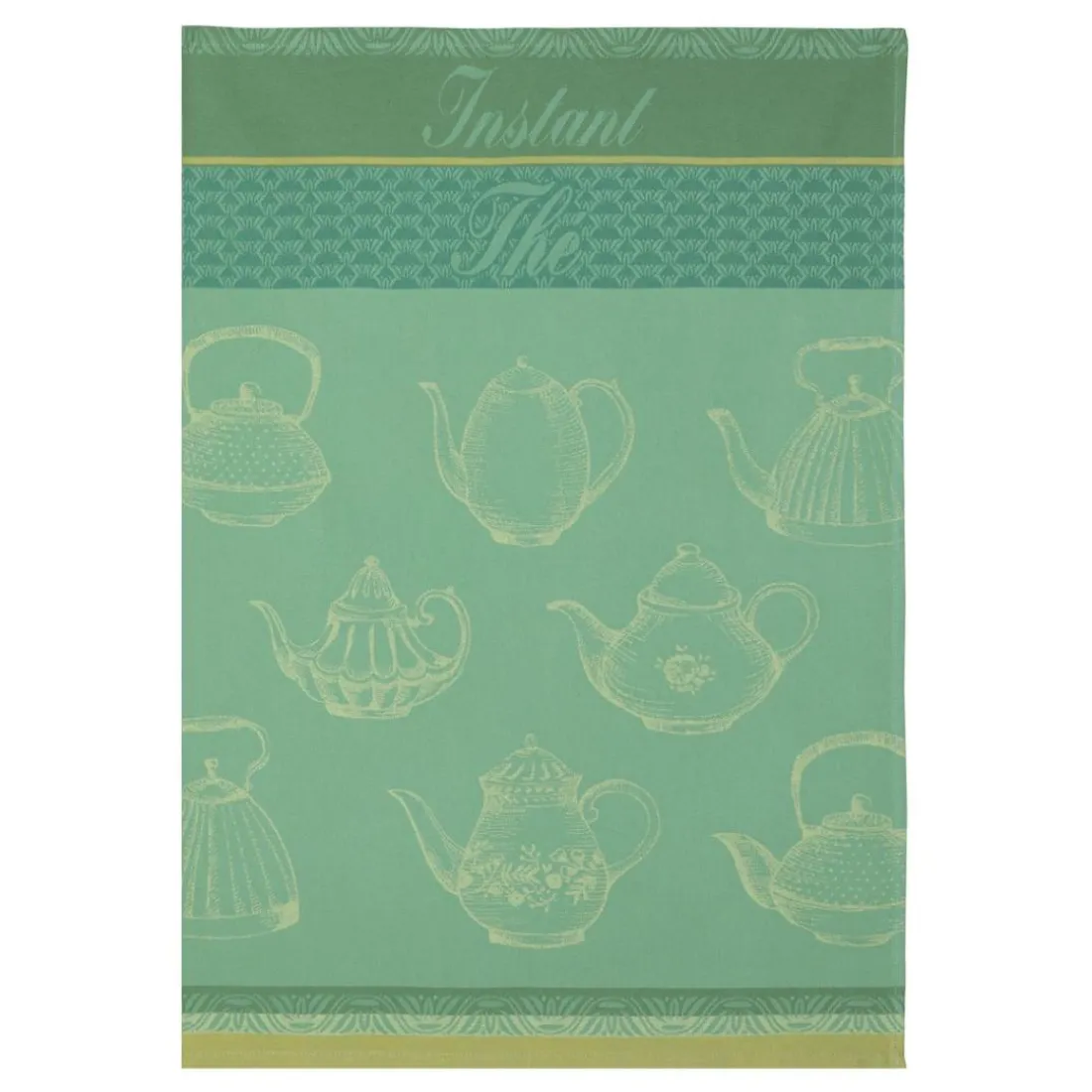 Torchon imprimé en jacquard de coton, INSTANT THÉ Vert