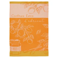 Torchon imprimé en jacquard de coton DELICES D'ABRICOTS-Orange