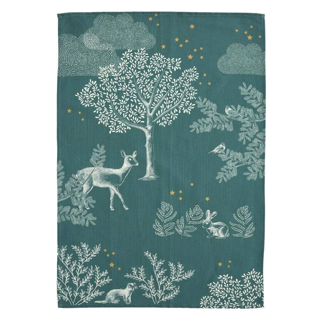 Torchon imprimé en métis, FORÊT ENCHANTEE-Vert foncé-50 x 75 cm