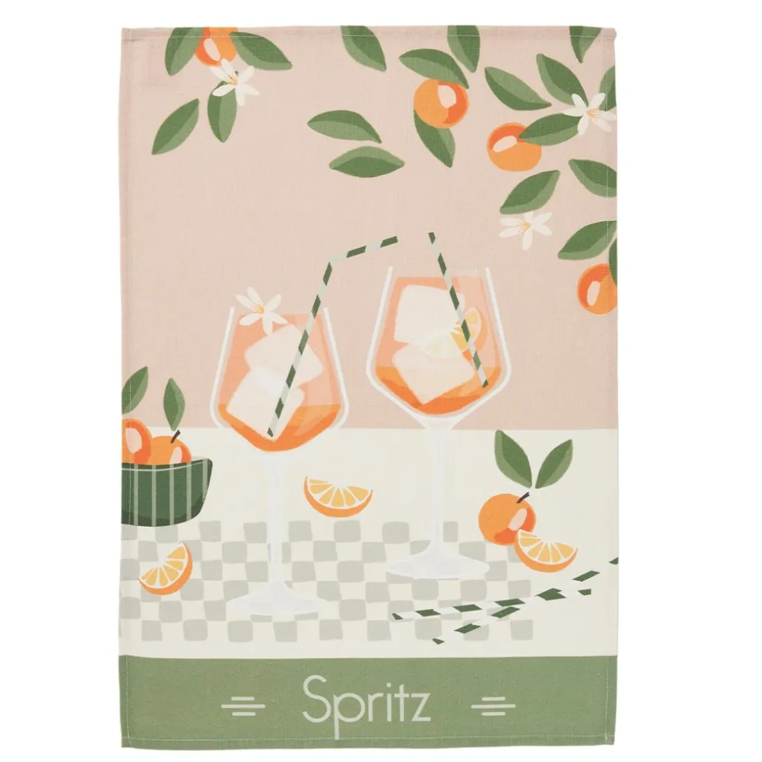 Torchon imprimé en métis Spritz-Rose