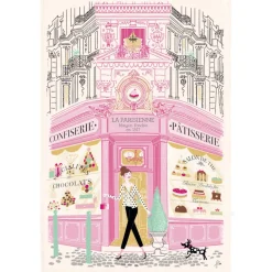 Torchon Imprimé Façade patisserie Ecru 48 x 72