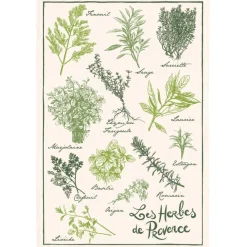 Torchon Imprimé Les herbes de provence Ecru 48 x 72