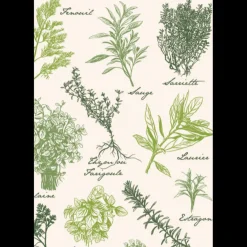 Torchon Imprimé Les herbes de provence Ecru 48 x 72