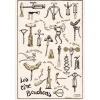 Torchon Imprimé Les tire-bouchons Ecru 48 x 72