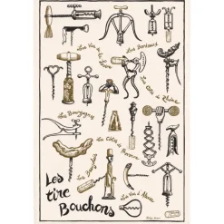 Torchon Imprimé Les tire-bouchons Ecru 48 x 72