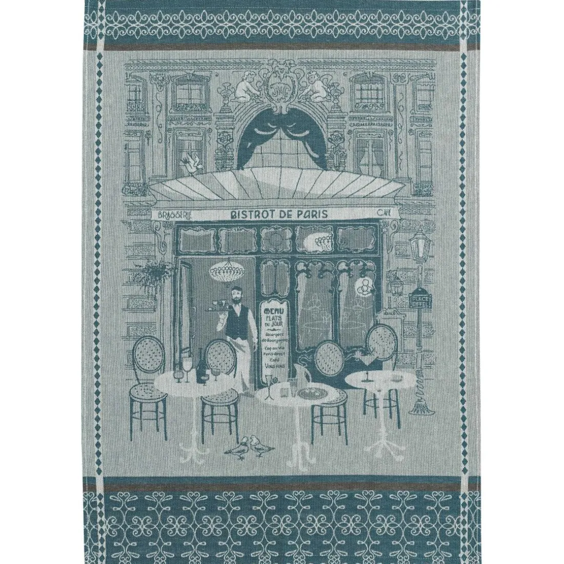 Torchon jacquard Bistrot Bleu 50 x 70